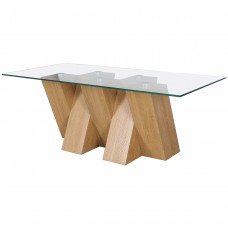 Nevada Oak Coffee Table with CLEAR Glass